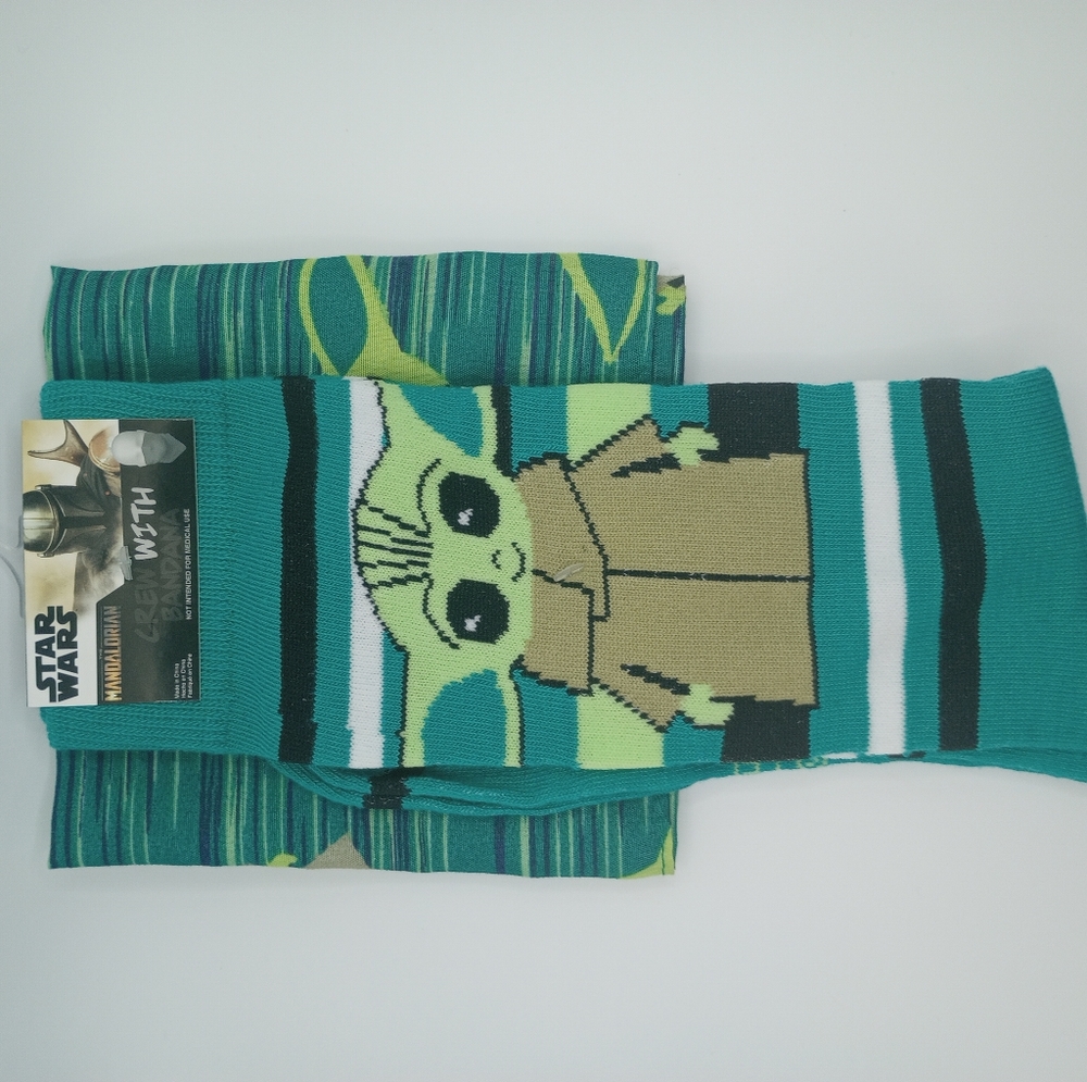 Baby Yoda Crew Socks With Bandana